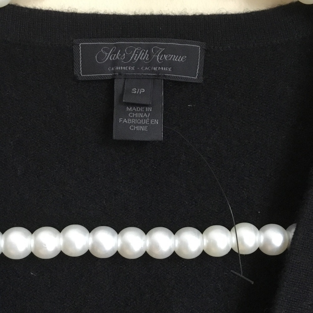 NEW Saks Fifth Avenue Black Cashmere Bolero Cardigan Sweater - Picture 3 of 8